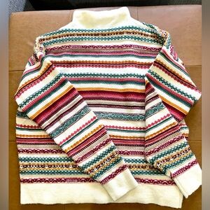 Large Pink Clover multicolored knit mock turtleneck